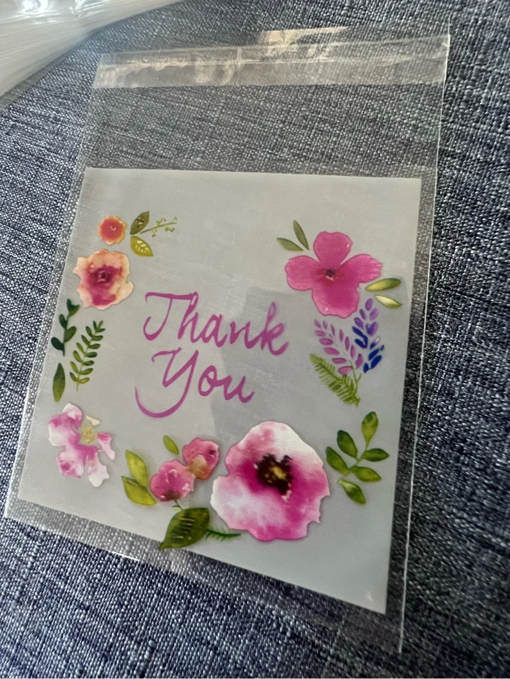 Thank You Floral Cello Bag, Sticker and Card 30 pc Set